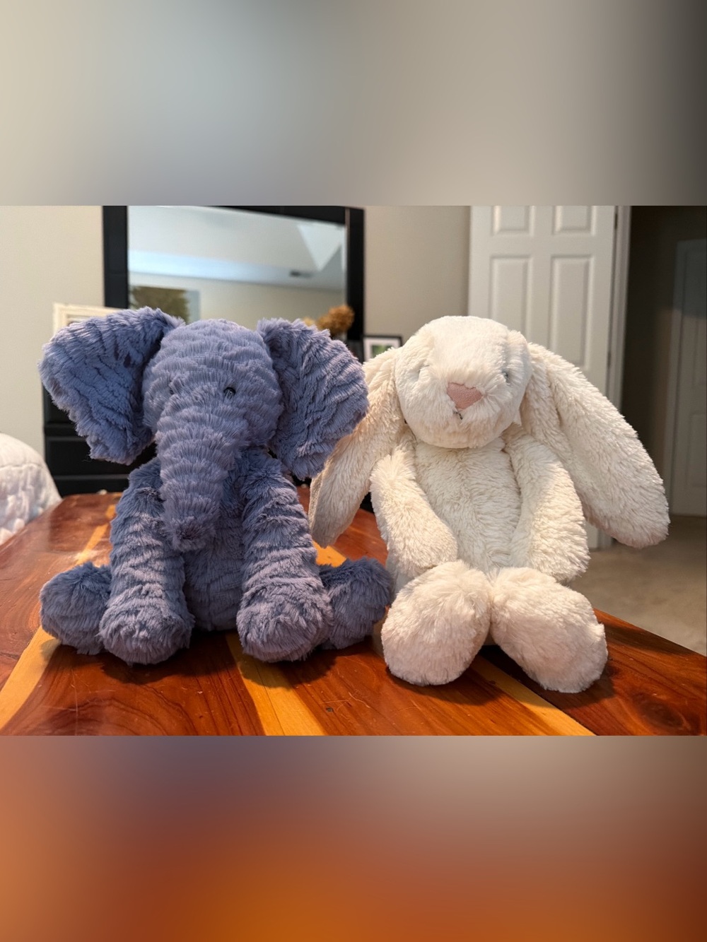 Lot Two Jellycat Plush Stuffed Animals Fuddlewuddle Elephant Bashful Cream Bunny